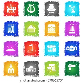 infrastructure vector web icons in grunge style for user interface design