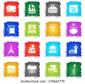 infrastructure vector web icons in grunge style for user interface design