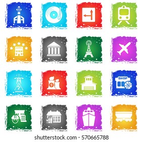 infrastructure vector web icons in grunge style for user interface design