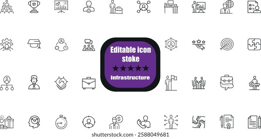 Infrastructure web icons in line style. Transport