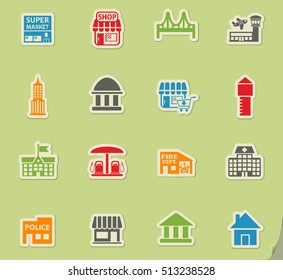 infrastructure web icons on color paper stickers for user interface