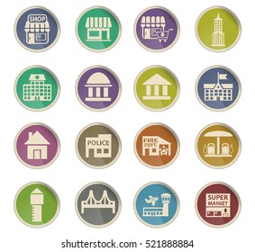 infrastructure web icons on color paper labels