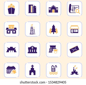 Infrastucture of the city color vector icons for user interface design