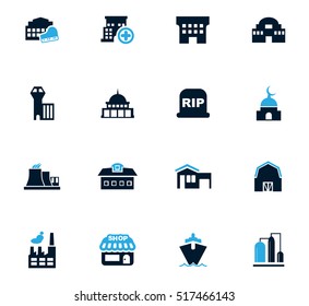 Infrastucture of the city icon set for web sites and user interface