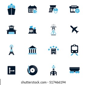 Infrastucture of the city icon set for web sites and user interface