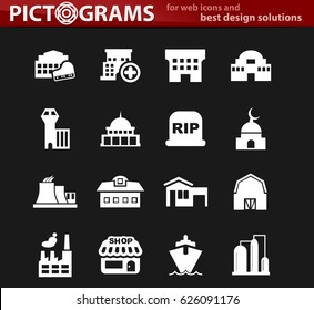 Infrastucture of the city icon set for web sites and user interface