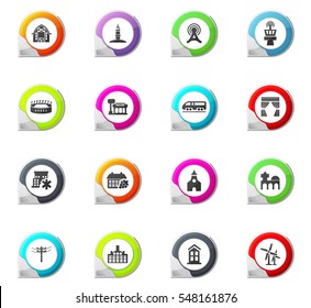 Infrastucture of the city pointer on the color icons for your design
