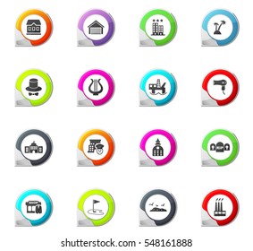 Infrastucture of the city pointer on the color icons for your design