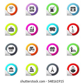 Infrastucture of the city pointer on the color icons for your design