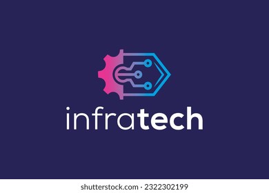 Infratech home and gear logo design vector template