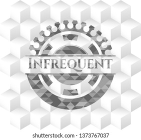 Infrequent grey emblem with cube white background