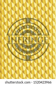 Infringe golden emblem. Scales pattern. Vector Illustration. Detailed.