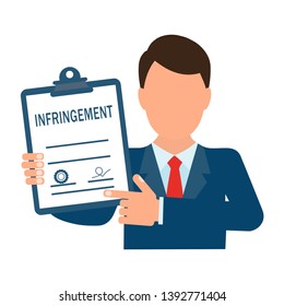 A  Infringement document. Flat design, white background.