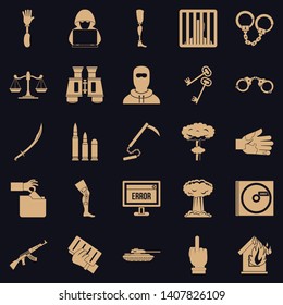 Infringement icons set. Simple set of 25 infringement vector icons for web for any design
