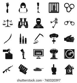 Infringement icons set. Simple set of 25 infringement vector icons for web isolated on white background