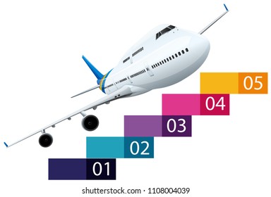 Infrographics layout with airplane illustration