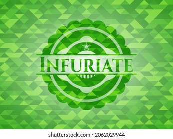 Infuriate realistic green emblem. Mosaic background. Vector Illustration. Detailed. 