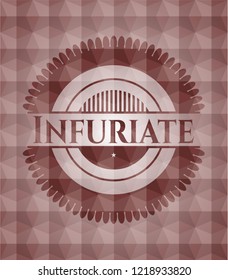 Infuriate red seamless geometric badge.