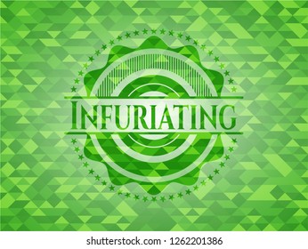 Infuriating green emblem. Mosaic background
