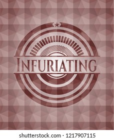 Infuriating red polygonal badge. Seamless.
