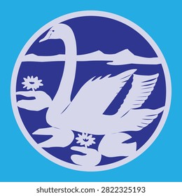 Infuse your brand identity with elegance and tranquility using this beautiful circular vector emblem featuring a majestic swan. Gliding gracefully across a serene lake framed by distant mountains and floating water lilies, the graphic utilizes a crisp white-and-blue dual-tone palette to project a sense of premium quality and calm. This clean artistic asset is an ideal choice for luxury cosmetics, wellness resorts, environmental sanctuaries, wedding venues, and sophisticated boutique branding.#SwanLogo #WildlifeEmblem #WaterfowlArt #NatureDesign #VectorIllustration #LakeLandscape #ElegantBranding #GraphicDesign #WellnessIdentity #AvianArt
