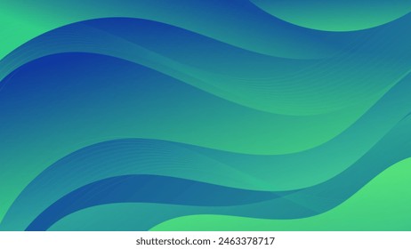 Infunde a tus imágenes la energía dinámica del diseño abstracto de ondas de gradiente, combinando verdes vibrantes y azules. Ideal para fondos de Sitio web inmersivos, publicaciones sociales, presentaciones profesionales
