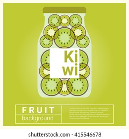 Infused water fruit recipe with kiwi, vector, illustration
