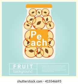 Infused water fruit recipe with peach, vector, illustration