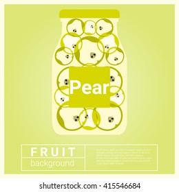 Infused water fruit recipe with pear, vector, illustration