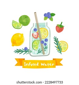 infused water glass bottle with fruit and herb polygon style
