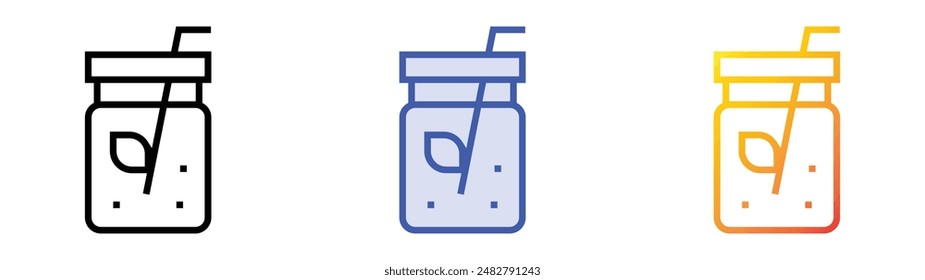 infused water icon. Linear, Blue Fill and Gradient Style Design Isolated On White Background