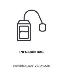 icono de la bolsa de perfusión. Icono de bolsa de infusión de línea delgada de la colección de restaurantes. Vector de contorno aislado en fondo blanco. El símbolo de bolsa de infusión editable puede ser utilizado web y móvil