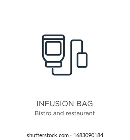 Infusion bag icon. Thin linear infusion bag outline icon isolated on white background from bistro and restaurant collection. Line vector sign, symbol for web and mobile