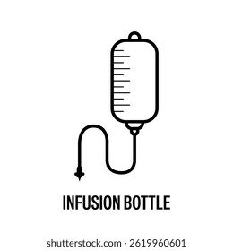 Icono de Vector de estilo de línea de botella de infusión negro con fondo blanco Ilustración de diseño plano 