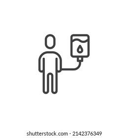 Infusion drip line icon. linear style sign for mobile concept and web design. Blood transfusion outline vector icon. Symbol, logo illustration. Vector graphics