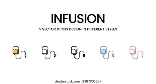 Infusion Icon Design in Five style with Editable Stroke. Line, Solid, Flat Line, Duo Tone Color, and Color Gradient Line. Suitable for Web Page, Mobile App, UI, UX and GUI design.