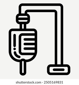 Infusion icon in line style is suitable as an infographic illustration and application button for medical treatment, patients in hospital, recovery from illness, and health.