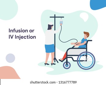 Infusion or IV Injection illustration. Modern flat design style for website and mobile website.Vector illustration
