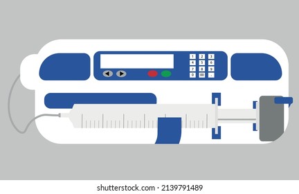 Infusion pump illustration. Syringe pump illustration for Intravenous infusion (IV)