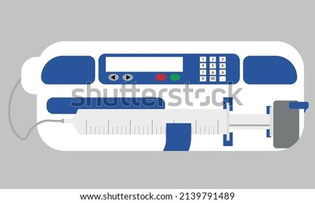 Infusion pump illustration. Syringe pump illustration for Intravenous infusion (IV)