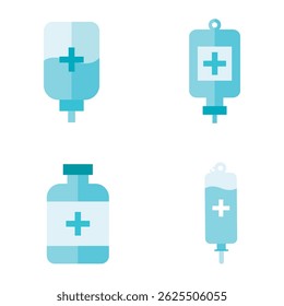 Infusion set icon in flat style. infusion bag icon.