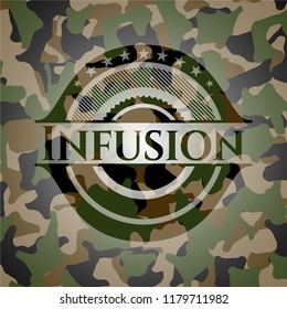 Infusion written on a camouflage texture