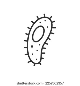 Infusoria, icono lineal. Bacterio. Línea con trazo editable