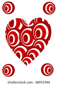 Ingenious heart made of concentric red and white circles
