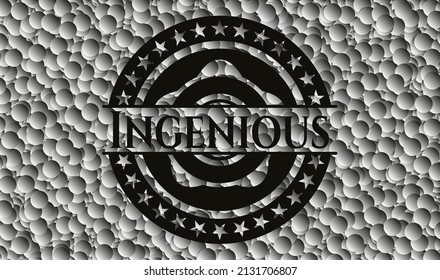 Ingenious realistic black emblem with grey bubbles background. Vector Illustration. Detailed. 