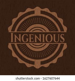 Ingenious wooden emblem. Retro. Vector Illustration.