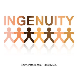 Ingenuity cut out paper people chain in different skin tone colors
