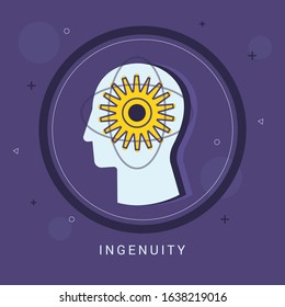Ingenuity icon concept with human head