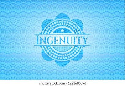 Ingenuity water wave concept badge background.