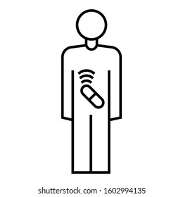 Ingestible Capsule For Individual Patient data collection Concept, Heart and respiration rate data transmission via wireless Signals Vector Icon design